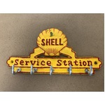 Shell Service Station Key Rack - Cast Iron - Sign & Keyholder - 5 Key Hooks 