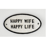Happy Wife Happy Life - Oval Cast Iron Sign - Vintage Style