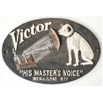 His Master's Voice Victor Cast Iron Sign