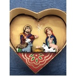 Christmas Nativity Diorama Ornament - Fair Trade - Red Heart