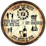 Open the Wine Spinner Tin Sign - Round - Wine or Housework?