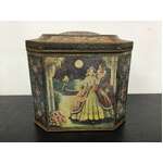 VINTAGE Hinged Lid Biscuit Tin - Venetian Couple 