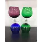 RETRO Brandy Balloon Set - Coloured Glass - Lot of 4 - Small 