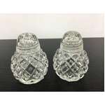 VINTAGE Crystal Salt & Pepper Shakers - Diamond Cut 