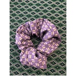 Retro Fabric Scrunchie - Purple & Green Print - Hand Made - Suitable for BIG HAIR