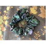 Retro Fabric Scrunchie - Green & Blue Floral - Hand Made - Suitable for BIG HAIR