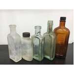 ANTIQUE Skittle Bottles x 2 - Green Perrier & Aqua Kilner 