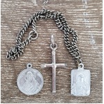 VINTAGE Lot of Three Religious Jewellery Pendants - St Carmel Sacred Heart of Jesus & Silver Cross