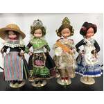 VINTAGE Beibi Spainish Regional Dolls x 4 - 20 cm Tall 