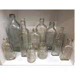 VINTAGE Embossed Chemist Apothecary Bottles - Mixed Lot of 11