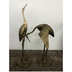 Midcentury Brass Crane Egret Pair - 30 cm