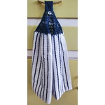 Navy Stripe Crochet Top Hanging Hand Towel - Single Terry - Handmade
