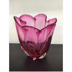 MIDCENTURY Modern Cranberry Pink Art Glass Vase - Hand Blown - Large 20 cm Tall 