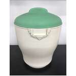 Art Deco Bristolite Kitchen Canister | Cream & Green | 24 cm Tall