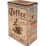 Coffee Storage Tin - Beans - Clip Top - Retro 