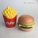 Burger & Fries Novelty Salt and Pepper Shakers - Ceramic