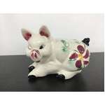 VINTAGE Ceramic Pig Money Box - Made in Japan - Hand Painted Winking 