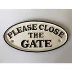 Please Close the Gate Sign - Cast Iron - Oval - Vintage Style