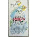 Hankie Card - Garden Girl - Blue Gingham Floral Vintage Design