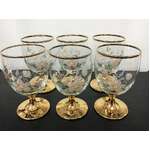 VINTAGE Stemmed Glasses w Floral Motif - Set of 6