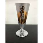 VINTAGE Fiesta Ware Goblet - Lady Golfer Motif - Silver & Gold 