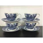 Churchill England Blue Willow Cup Trios x 4