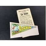 VINTAGE Souvenir Car Sticker Decal - Darwin NT - Flag Shaped 