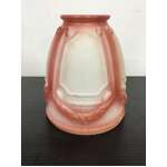 ANTIQUE Milk Glass Light Shade - White & Pink - Small