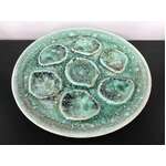VINTAGE MCM Niderviller Majolica Oyster Plate - Green Mousse - France - 25 cm Diameter 