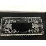 RETRO Glass Rectangular Serving Plate - Walther - Rose & Red Centered Flowers 