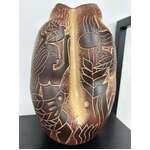 Vintage Midcentury Earthenware Pottery Vase - Birds & Woman - Da Jing Tao Yi