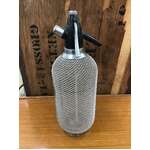 VINTAGE Mesh Covered Soda Syphon Bottle - Silver 