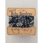 Natural Life Half Boho Bandeau | Black Cream Mandala | Headband Hair Scarf