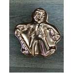 Vintage Anodised Cake Tin - Gingerbread Man - Peach