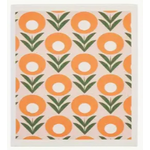 Orange Flower - Swedish Style Dish Cloth - Retro Design