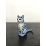 Ceramic Cat Ornament - Sitting - Blue & White Tabby - 3.8 cm