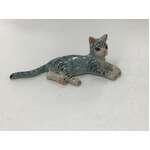Laying Down Cat Ornament | Ceramic | Grey Tabby | 3 cm