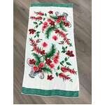 VINTAGE Supertex Bath Towel - Basket of Red Flowers - 58 x 120 cm
