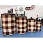 VINTAGE Ceramic Canister Set - Gingham by Webb - Japan - Set of 4