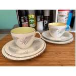 VINTAGE Fern Foley Bone China Trio x 2 - Maureen Tanner