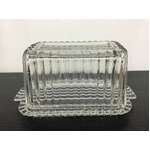 VINTAGE Anchor Hocking Ribbed Glass Butter Dish - 1 Pound 