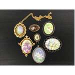 VINTAGE Hand Painted Floral Brooch Pendant Lot of 7 - Australian Wildflowers