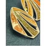 VINTAGE Monet 1980s Enamel Earrings - White Orange Green