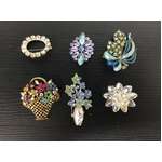 VINTAGE Rhinestone Brooch Lot x 6