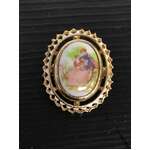 VINTAGE Arcansas 1180 Elizabeth Reimer Brooch - Ceramic Portrait 