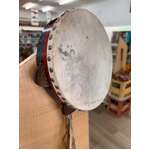Vintage Tambourine - Japan - Red Blue - Wood & Brass 21.5 cm