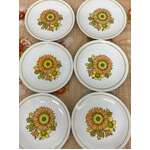 RETRO Ridgway 70's Floral Soleil Side Plates x 6 - Yellow Orange Green