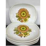 RETRO Ridgway 70's Floral Soleil Dinner Plates x 6 - Yellow Orange Green