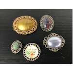 VINTAGE Cabachon Brooch Lot of 5