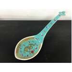 Vintage Chinese Dragon Serving Rice Spoon Ladle - Porcelain - Aqua Colour